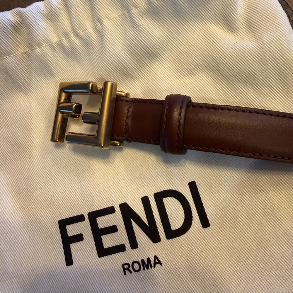Fendi Dark Brown Belt with Gold Hardware